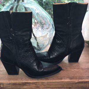 John Fluevog Room 203 Snakeskin Print Cowboy Boots MINT - DISCONTINUED
